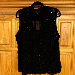 Gap Black Sequined Sheer Top